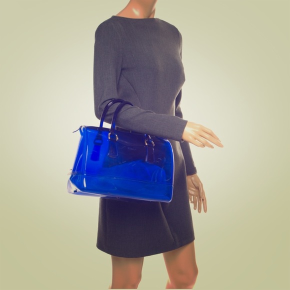 Furla Handbags - Clear Dark Blue Furla CandyBag Satchel